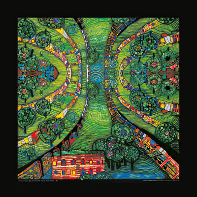 De groene stad (bewerking) door Friedensreich Hundertwasser